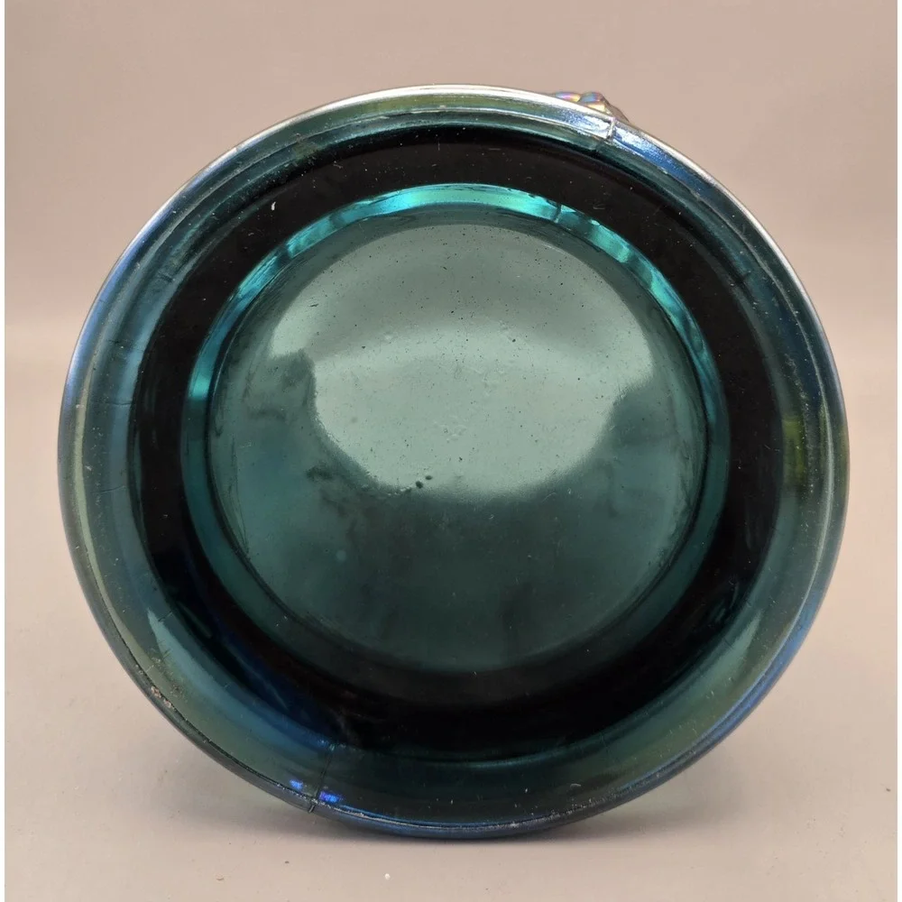 Vintage Carnival Glass Blue Iridescent Grape Harvest No Lid B#27